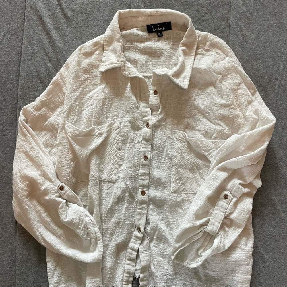 Lulus‎ Cream Button Down Shirt Size Medium